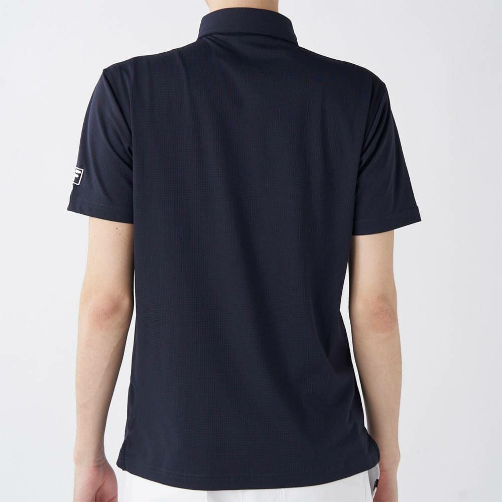 フィラ FILA　メンズ ロゴ刺繍 ストレッチ 半袖 ボタンダウン ポロシャツ 745-606 ネイビー　2025年モデル 詳細2