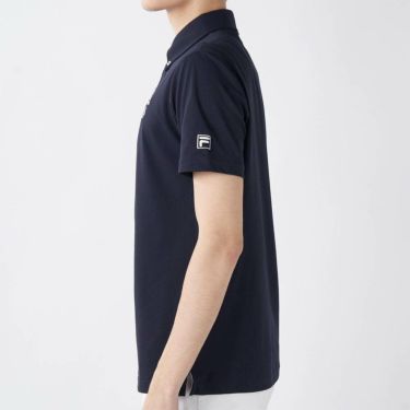 フィラ FILA　メンズ ロゴ刺繍 ストレッチ 半袖 ボタンダウン ポロシャツ 745-606 ネイビー　2025年モデル 詳細3