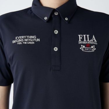 フィラ FILA　メンズ ロゴ刺繍 ストレッチ 半袖 ボタンダウン ポロシャツ 745-606 ネイビー　2025年モデル 詳細4