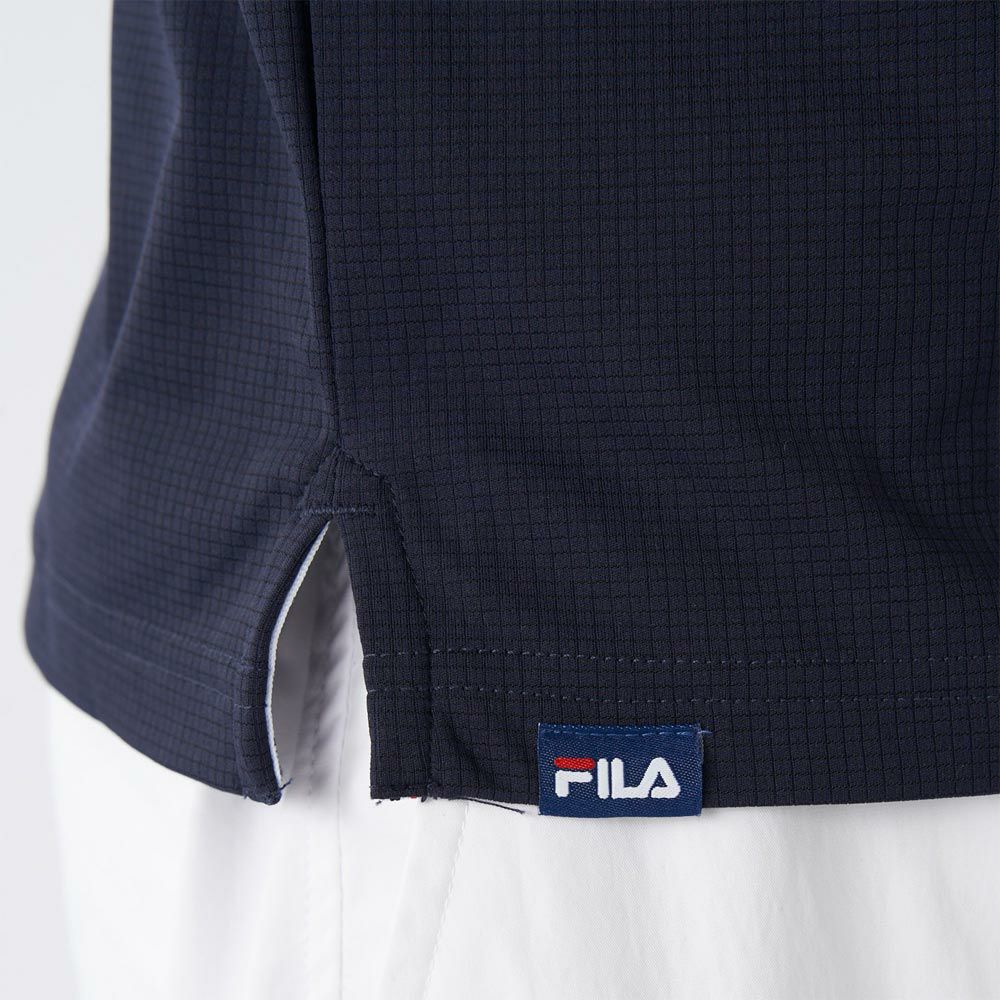 フィラ FILA　メンズ ロゴ刺繍 ストレッチ 半袖 ボタンダウン ポロシャツ 745-606 ネイビー　2025年モデル 詳細5