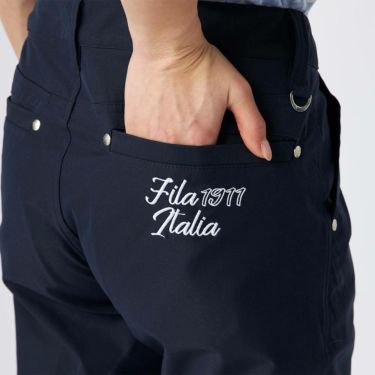 フィラ FILA　レディース 撥水 ロゴ刺繍 テーパード ロングパンツ 755-310 ネイビー　2025年モデル 詳細5