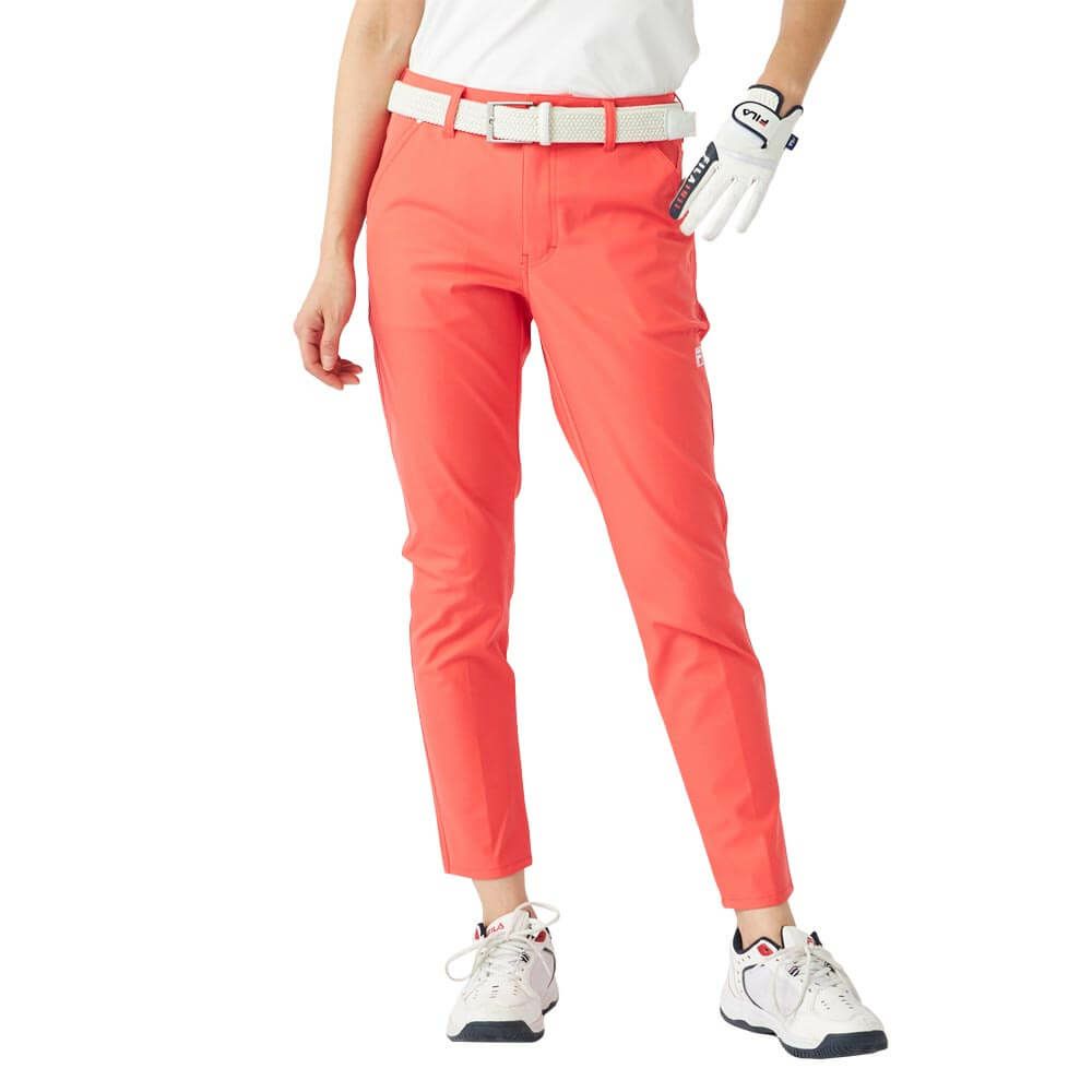 フィラ FILA　レディース 撥水 ロゴ刺繍 テーパード ロングパンツ 755-310 ピンク　2025年モデル