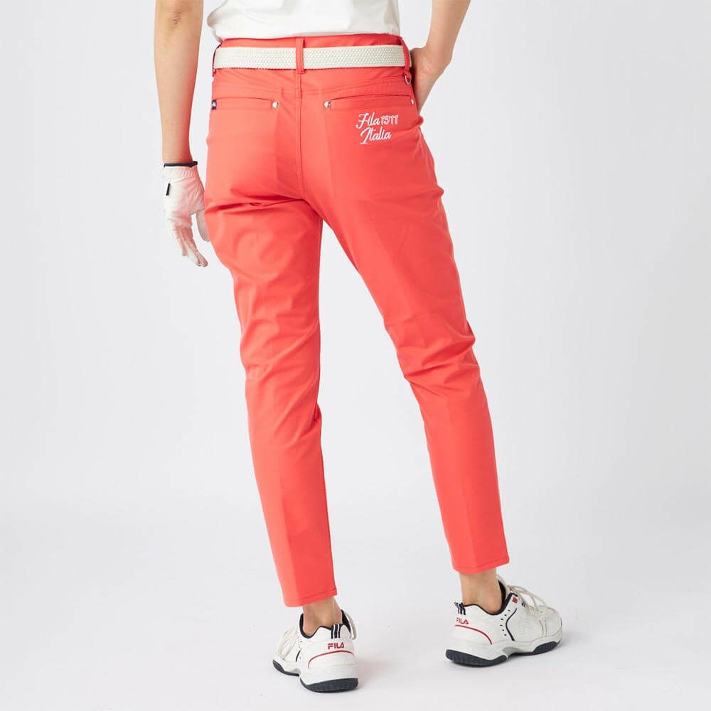 フィラ FILA　レディース 撥水 ロゴ刺繍 テーパード ロングパンツ 755-310 ピンク　2025年モデル 詳細2