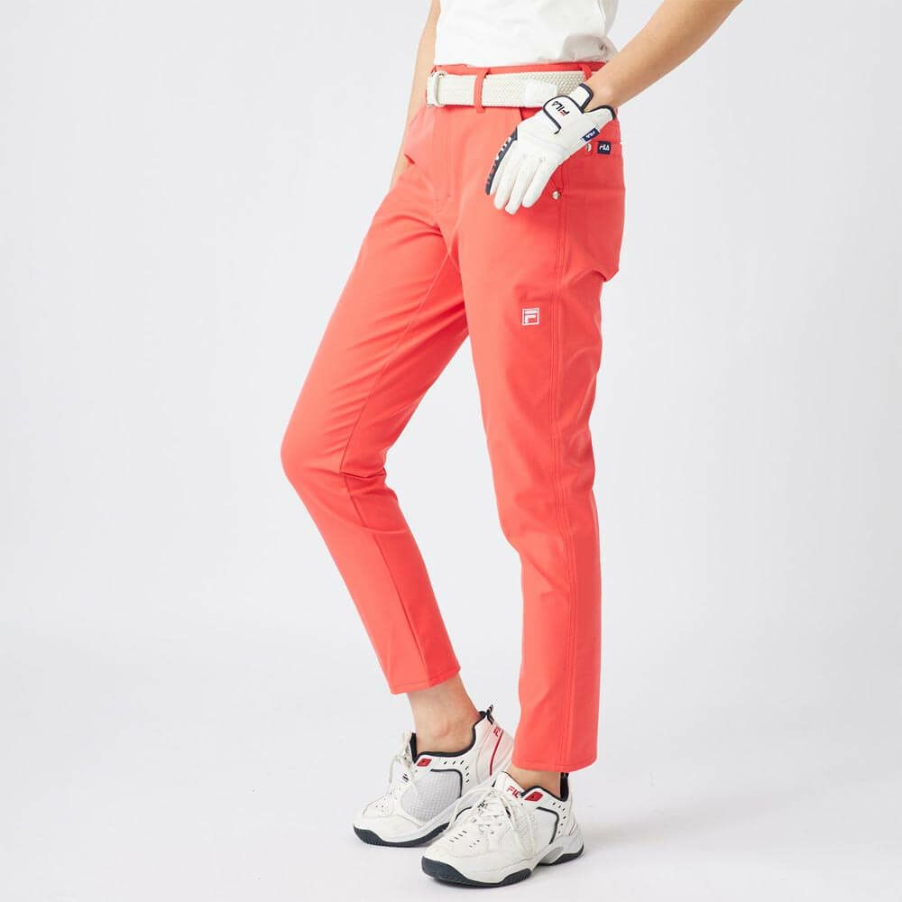 フィラ FILA　レディース 撥水 ロゴ刺繍 テーパード ロングパンツ 755-310 ピンク　2025年モデル 詳細3