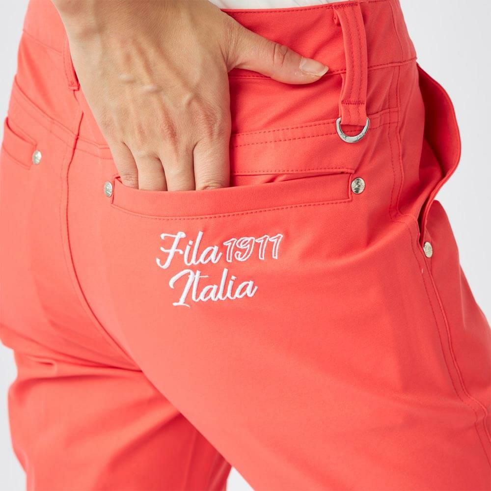 フィラ FILA　レディース 撥水 ロゴ刺繍 テーパード ロングパンツ 755-310 ピンク　2025年モデル 詳細5
