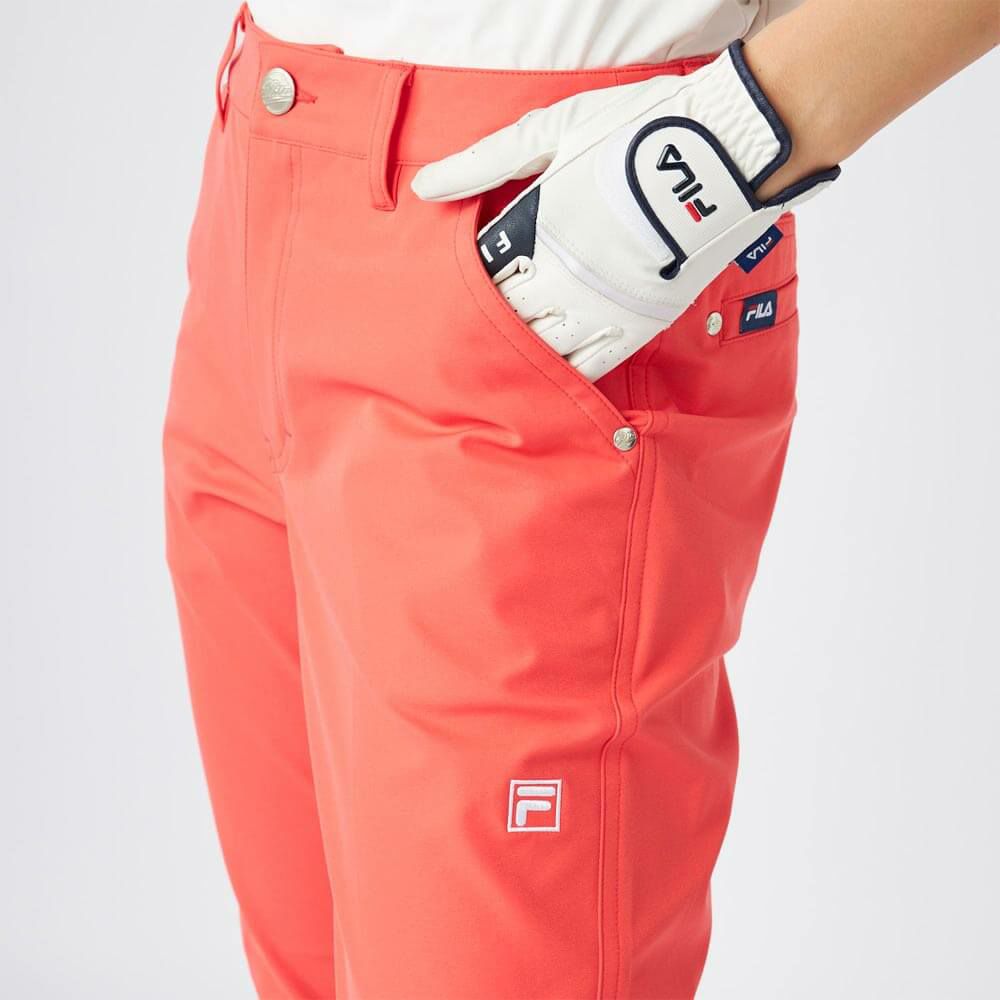 フィラ FILA　レディース 撥水 ロゴ刺繍 テーパード ロングパンツ 755-310 ピンク　2025年モデル 詳細6