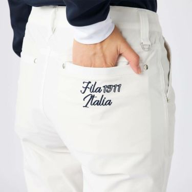 フィラ FILA　レディース 撥水 ロゴ刺繍 テーパード ロングパンツ 755-310 ホワイト　2025年モデル 詳細5