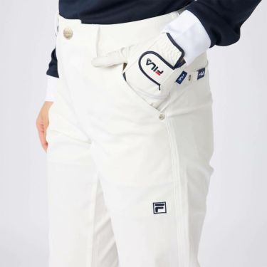 フィラ FILA　レディース 撥水 ロゴ刺繍 テーパード ロングパンツ 755-310 ホワイト　2025年モデル 詳細6