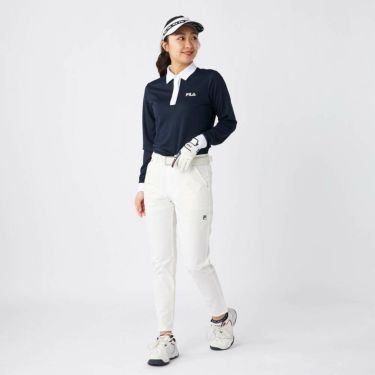 フィラ FILA　レディース 撥水 ロゴ刺繍 テーパード ロングパンツ 755-310 ホワイト　2025年モデル 詳細8