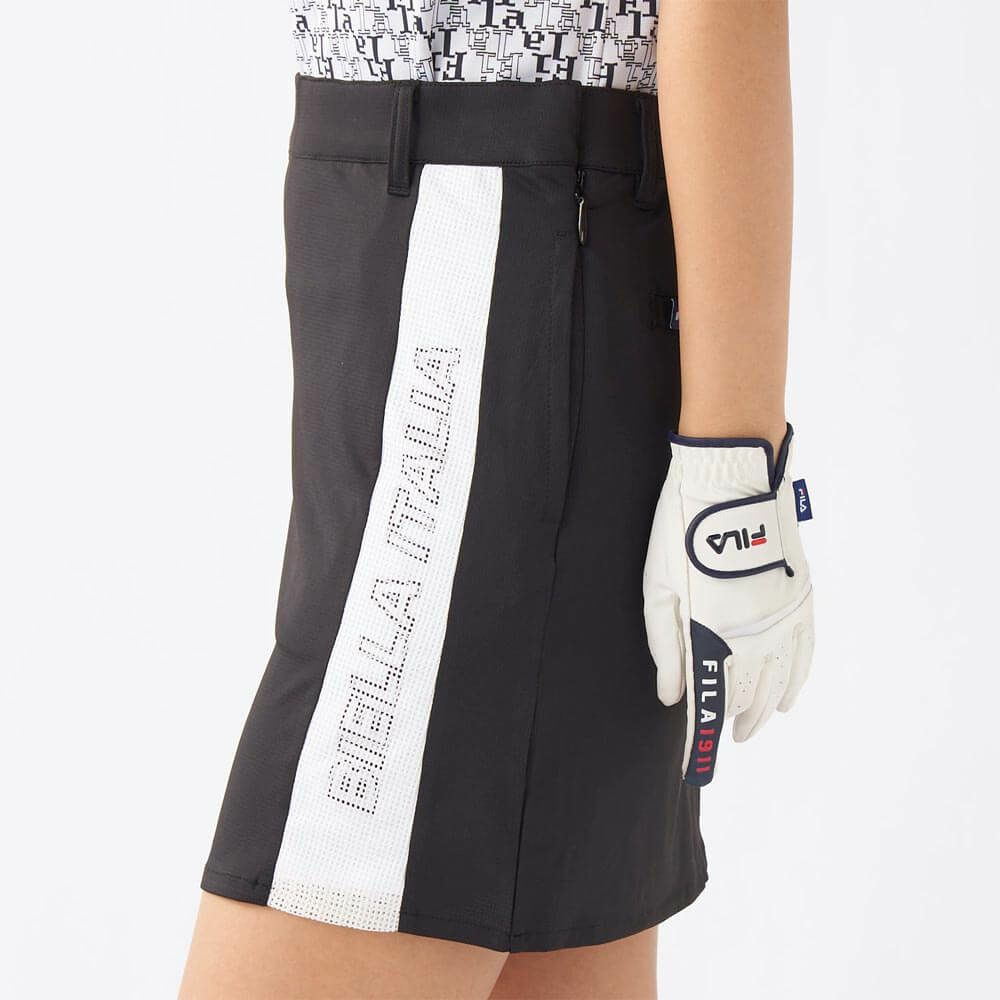 フィラ FILA　レディース 配色切替 部分メッシュ インナーパンツ付き スカート 755-343 ブラック　2025年モデル 詳細3