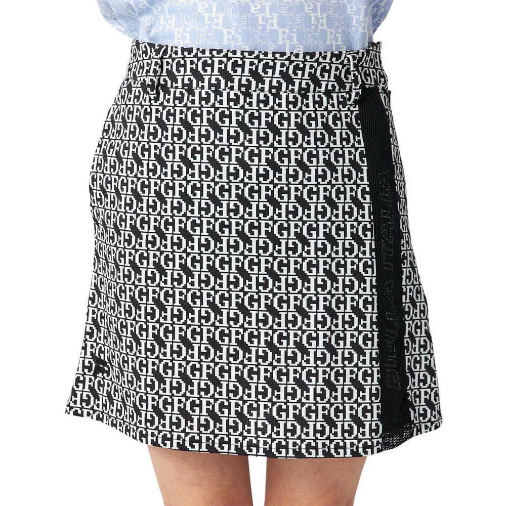 フィラ FILA　レディース 配色切替 部分メッシュ インナーパンツ付き スカート 755-343 ブラックプリント　2025年モデル