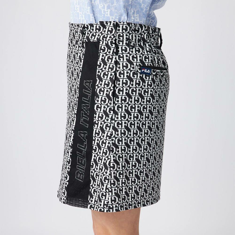 フィラ FILA　レディース 配色切替 部分メッシュ インナーパンツ付き スカート 755-343 ブラックプリント　2025年モデル 詳細3