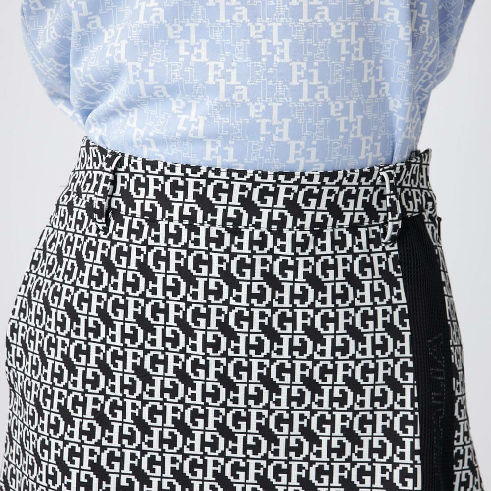 フィラ FILA　レディース 配色切替 部分メッシュ インナーパンツ付き スカート 755-343 ブラックプリント　2025年モデル 詳細4