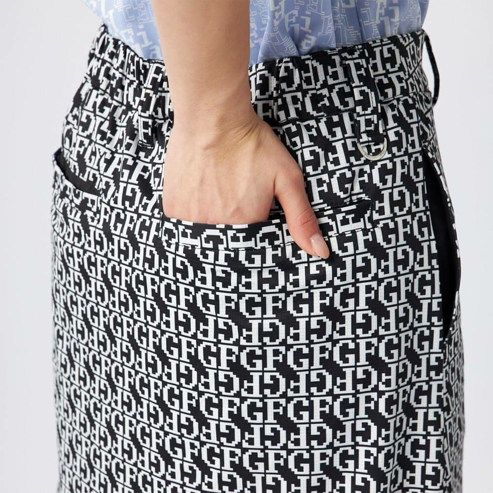 フィラ FILA　レディース 配色切替 部分メッシュ インナーパンツ付き スカート 755-343 ブラックプリント　2025年モデル 詳細5