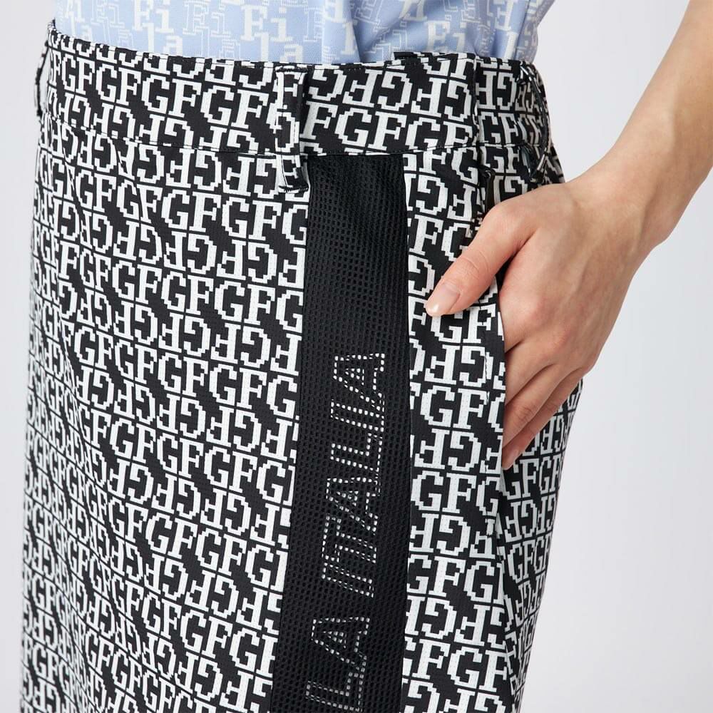 フィラ FILA　レディース 配色切替 部分メッシュ インナーパンツ付き スカート 755-343 ブラックプリント　2025年モデル 詳細6