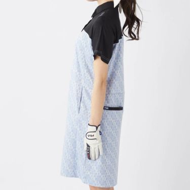 フィラ FILA　レディース タイポグラフィ柄 配色切替 ジャガード 半袖 ワンピース 755-441 ブルー　2025年モデル 詳細3