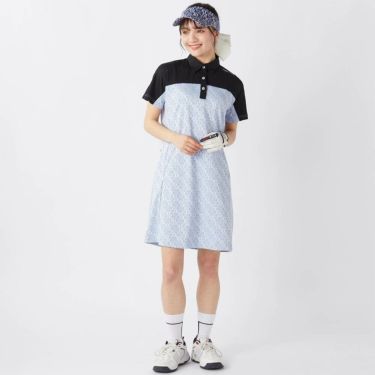 フィラ FILA　レディース タイポグラフィ柄 配色切替 ジャガード 半袖 ワンピース 755-441 ブルー　2025年モデル 詳細9