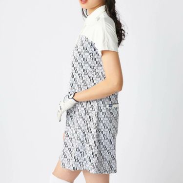 フィラ FILA　レディース タイポグラフィ柄 配色切替 ジャガード 半袖 ワンピース 755-441 ホワイト　2025年モデル 詳細3