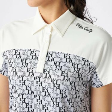 フィラ FILA　レディース タイポグラフィ柄 配色切替 ジャガード 半袖 ワンピース 755-441 ホワイト　2025年モデル 詳細4