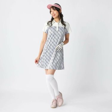 フィラ FILA　レディース タイポグラフィ柄 配色切替 ジャガード 半袖 ワンピース 755-441 ホワイト　2025年モデル 詳細8
