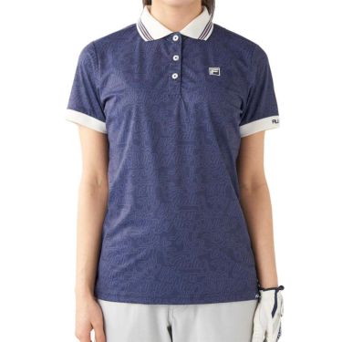 フィラ FILA　レディース プリント柄 遮熱 半袖 ポロシャツ 755-603 ネイビー　2025年モデル