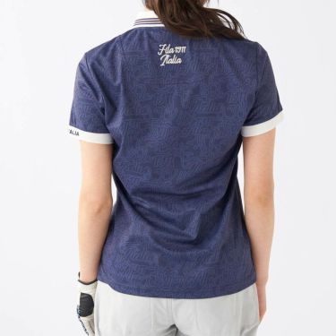 フィラ FILA　レディース プリント柄 遮熱 半袖 ポロシャツ 755-603 ネイビー　2025年モデル 詳細2