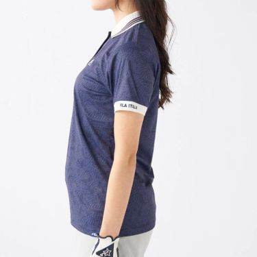 フィラ FILA　レディース プリント柄 遮熱 半袖 ポロシャツ 755-603 ネイビー　2025年モデル 詳細3