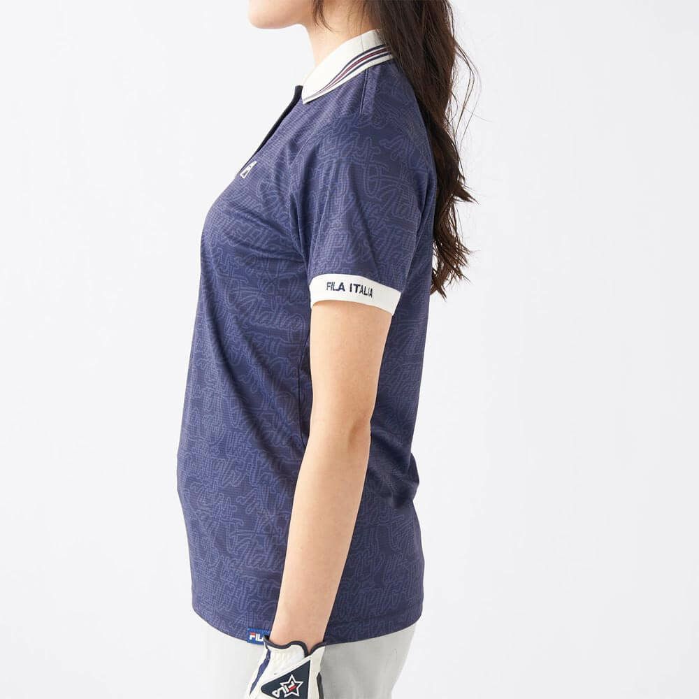 フィラ FILA　レディース プリント柄 遮熱 半袖 ポロシャツ 755-603 ネイビー　2025年モデル 詳細3
