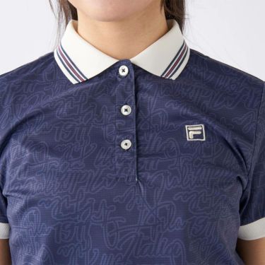 フィラ FILA　レディース プリント柄 遮熱 半袖 ポロシャツ 755-603 ネイビー　2025年モデル 詳細4
