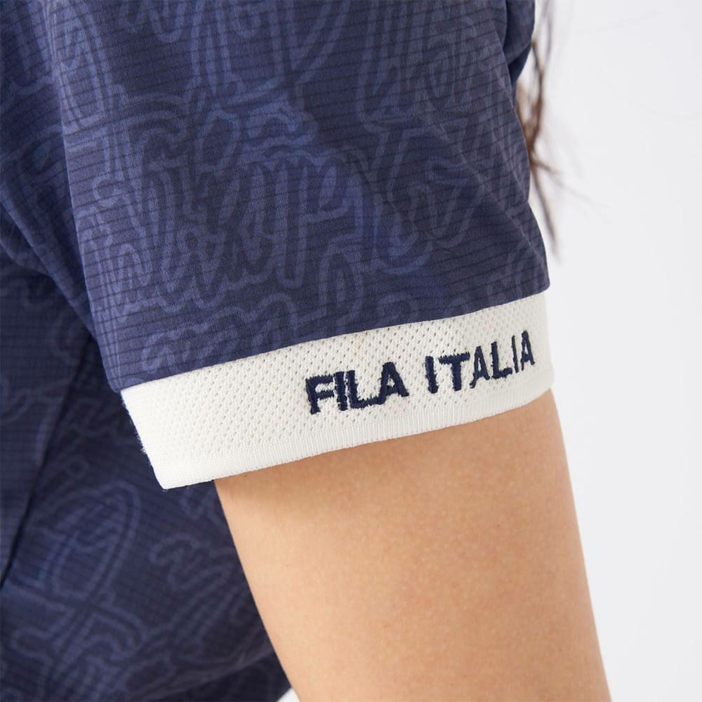 フィラ FILA　レディース プリント柄 遮熱 半袖 ポロシャツ 755-603 ネイビー　2025年モデル 詳細6