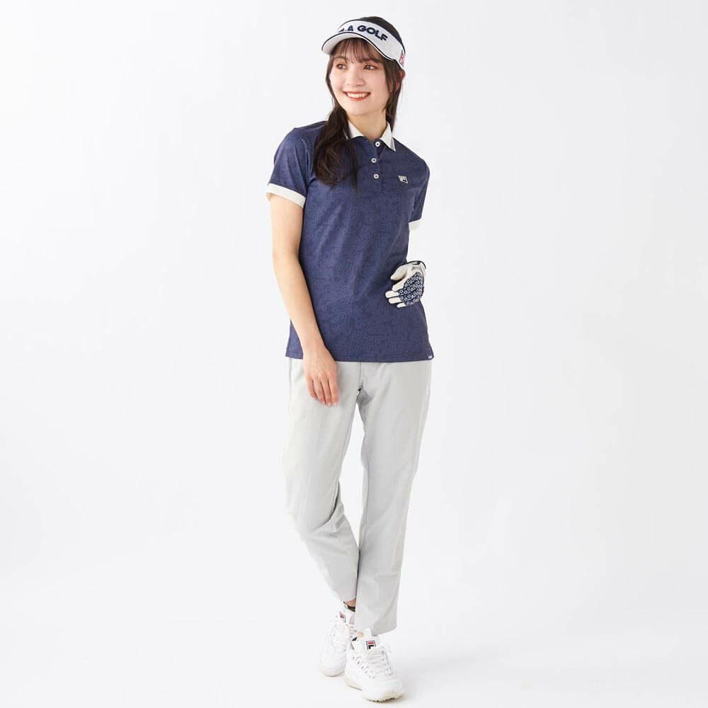 フィラ FILA　レディース プリント柄 遮熱 半袖 ポロシャツ 755-603 ネイビー　2025年モデル 詳細8