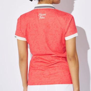 フィラ FILA　レディース プリント柄 遮熱 半袖 ポロシャツ 755-603 ピンク　2025年モデル 詳細2