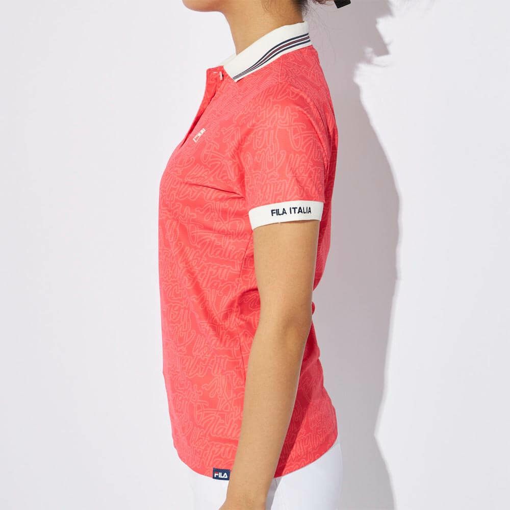 フィラ FILA　レディース プリント柄 遮熱 半袖 ポロシャツ 755-603 ピンク　2025年モデル 詳細3