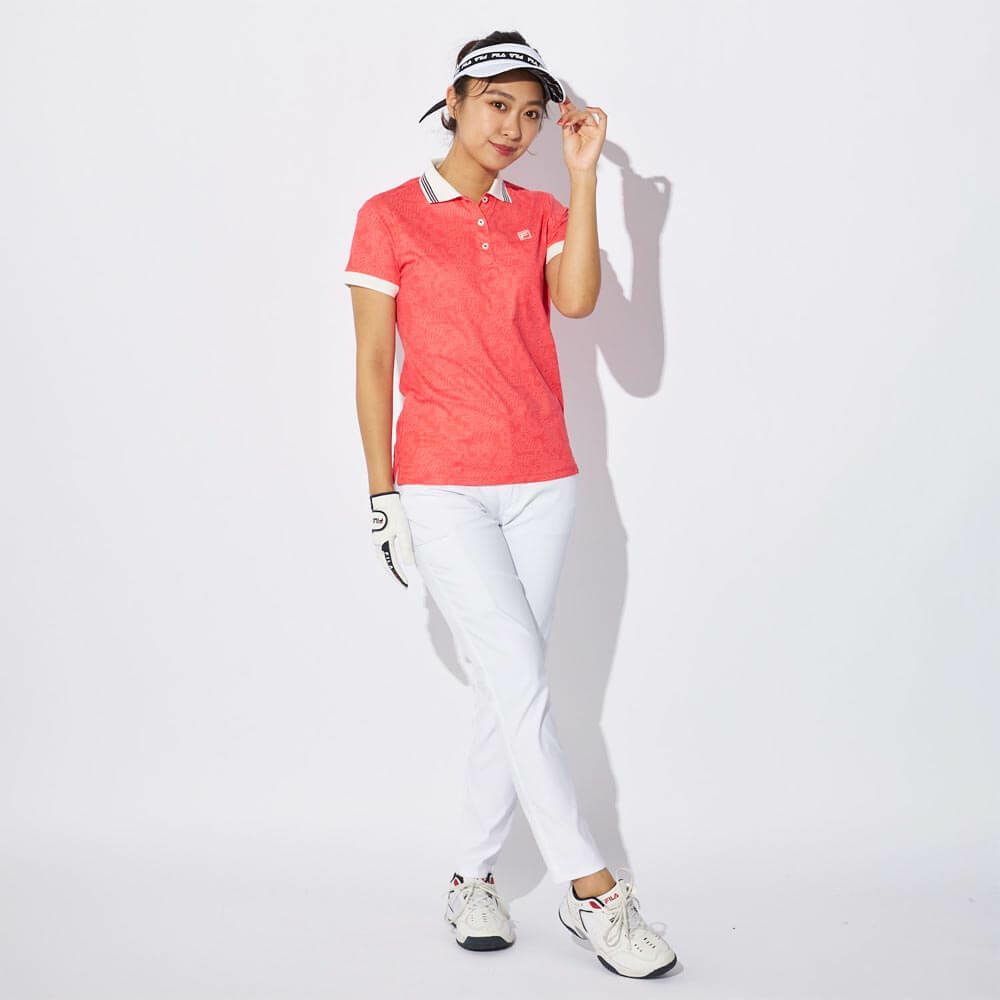 フィラ FILA　レディース プリント柄 遮熱 半袖 ポロシャツ 755-603 ピンク　2025年モデル 詳細7