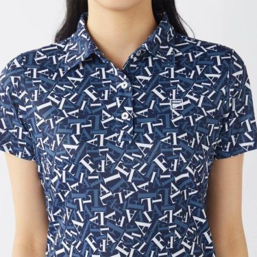 フィラ FILA　レディース 接触冷感 タイポグラフィ柄 半袖 ポロシャツ 755-607 ネイビー　2025年モデル 詳細4