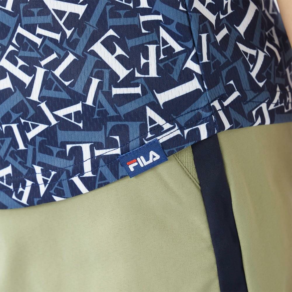 フィラ FILA　レディース 接触冷感 タイポグラフィ柄 半袖 ポロシャツ 755-607 ネイビー　2025年モデル 詳細5