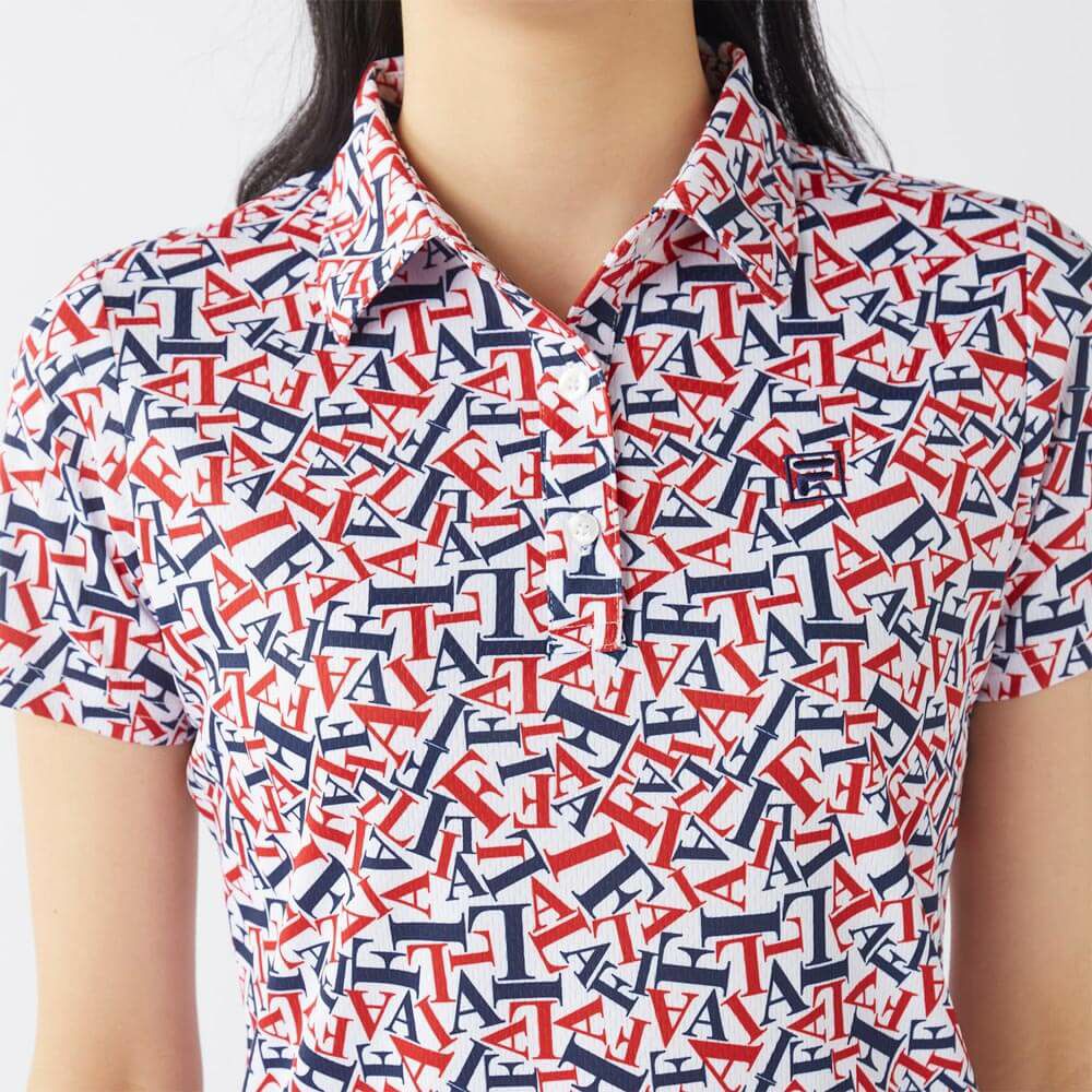 フィラ FILA　レディース 接触冷感 タイポグラフィ柄 半袖 ポロシャツ 755-607 ホワイト　2025年モデル 詳細4