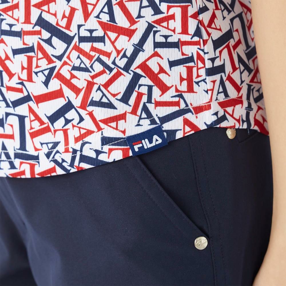 フィラ FILA　レディース 接触冷感 タイポグラフィ柄 半袖 ポロシャツ 755-607 ホワイト　2025年モデル 詳細5