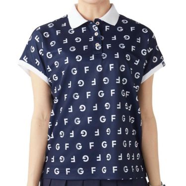 フィラ FILA　レディース モノグラム柄 フレンチスリーブ 半袖 ポロシャツ 755-610 ネイビー　2025年モデル