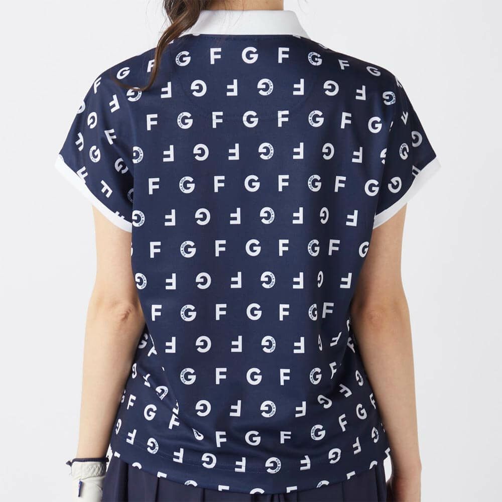 フィラ FILA　レディース モノグラム柄 フレンチスリーブ 半袖 ポロシャツ 755-610 ネイビー　2025年モデル 詳細2