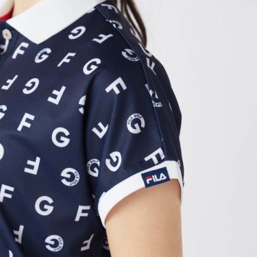 フィラ FILA　レディース モノグラム柄 フレンチスリーブ 半袖 ポロシャツ 755-610 ネイビー　2025年モデル 詳細5