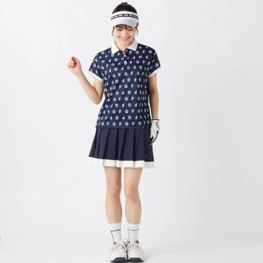 フィラ FILA　レディース モノグラム柄 フレンチスリーブ 半袖 ポロシャツ 755-610 ネイビー　2025年モデル 詳細6