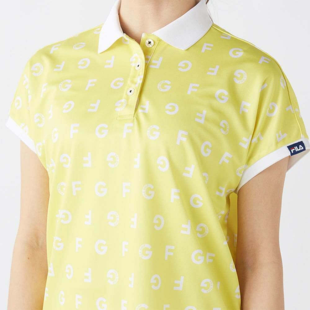 フィラ FILA　レディース モノグラム柄 フレンチスリーブ 半袖 ポロシャツ 755-610 イエロー　2025年モデル 詳細4