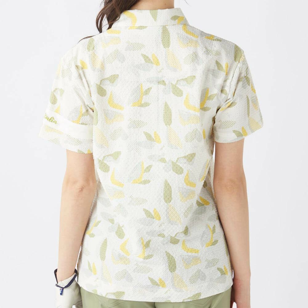 フィラ FILA　レディース シアサッカー リゾート柄 半袖 ポロシャツ 755-612 カーキ　2025年モデル 詳細2