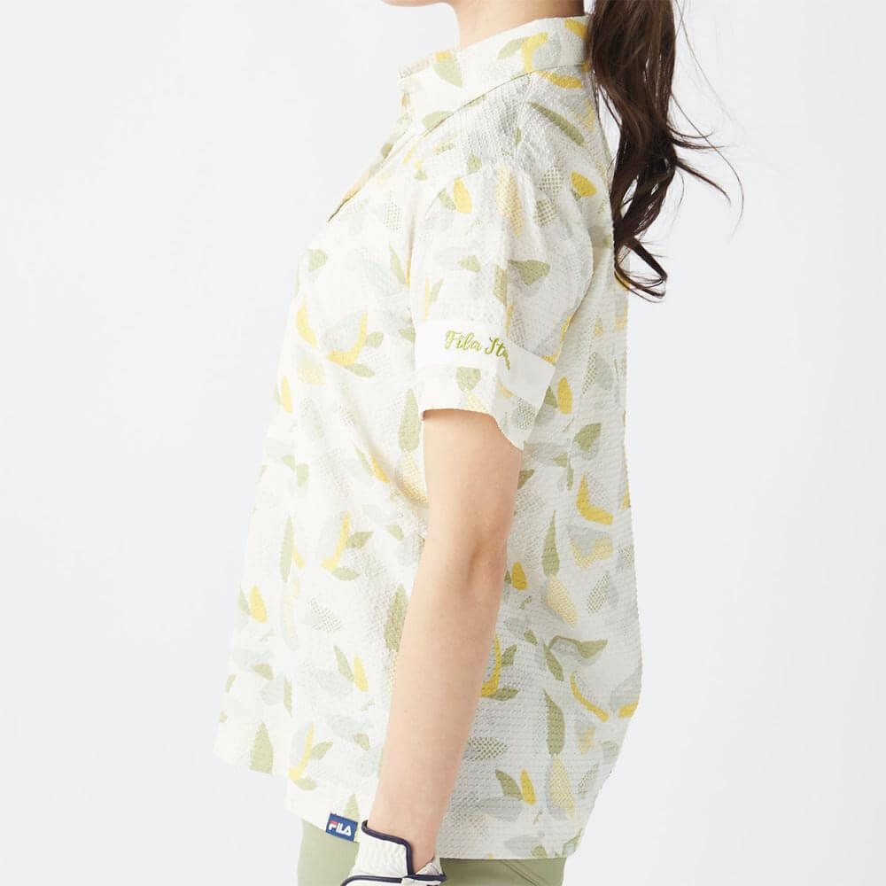 フィラ FILA　レディース シアサッカー リゾート柄 半袖 ポロシャツ 755-612 カーキ　2025年モデル 詳細3