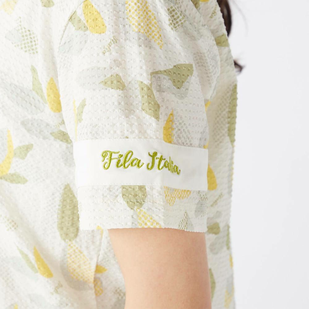 フィラ FILA　レディース シアサッカー リゾート柄 半袖 ポロシャツ 755-612 カーキ　2025年モデル 詳細5