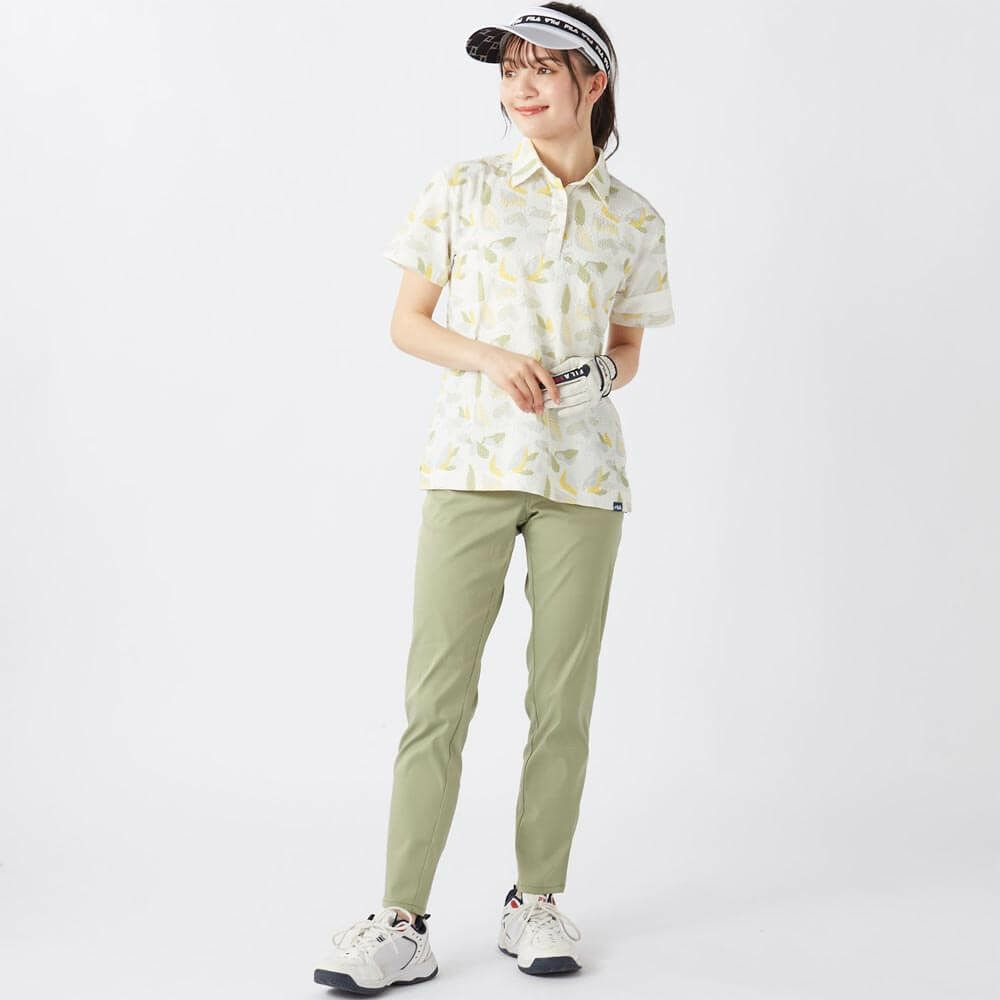 フィラ FILA　レディース シアサッカー リゾート柄 半袖 ポロシャツ 755-612 カーキ　2025年モデル 詳細7