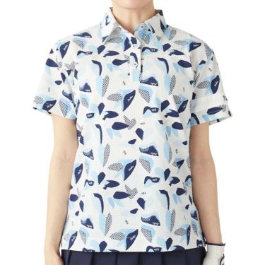 フィラ FILA　レディース シアサッカー リゾート柄 半袖 ポロシャツ 755-612 ネイビー　2025年モデル