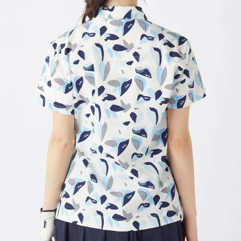 フィラ FILA　レディース シアサッカー リゾート柄 半袖 ポロシャツ 755-612 ネイビー　2025年モデル 詳細2