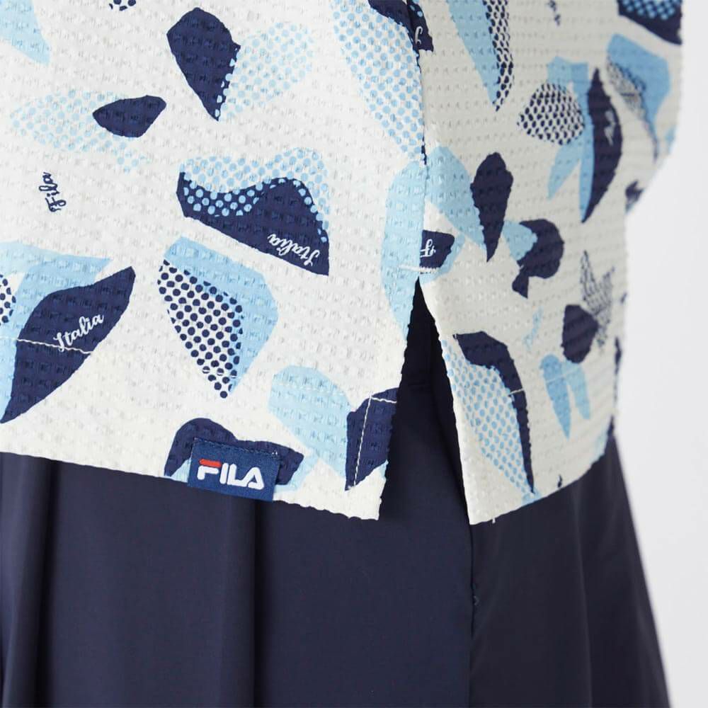 フィラ FILA　レディース シアサッカー リゾート柄 半袖 ポロシャツ 755-612 ネイビー　2025年モデル 詳細6
